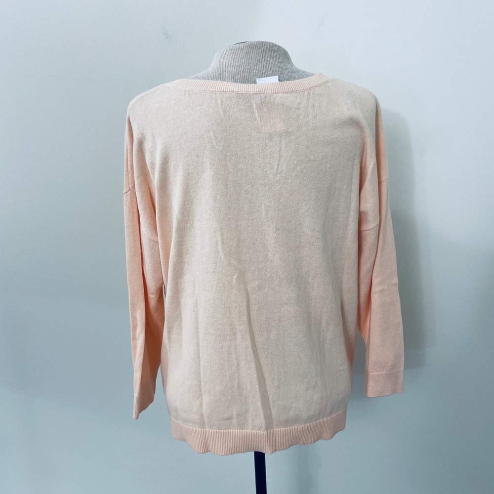 LOFT Peach Toucan Bird Graphic Cotton Knit Sweater Women's Medium NEW - Picture 4 of 8